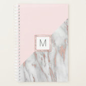 Moderne Roos Gold Foil roze grijze marmer | MONOGR Planner (Voorkant)
