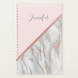 Moderne Roos Gold Foil roze grijze marmer NAAM t Planner