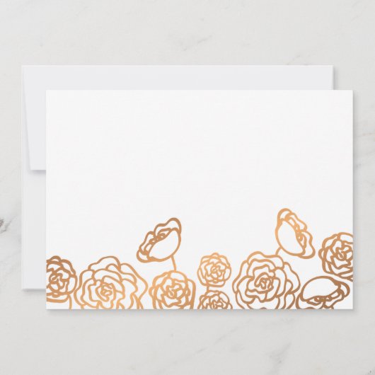 Moderne Roos Gold Foil Save the Date Script Floral (Achterkant)