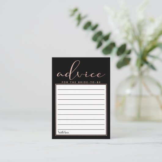 Moderne Roos Gold Foil Script Advice-kaarten Informatiekaartje (Staand voorkant)