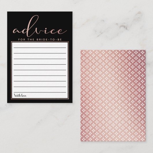 Moderne Roos Gold Foil Script Advice-kaarten Informatiekaartje (Voorkant / Achterkant)