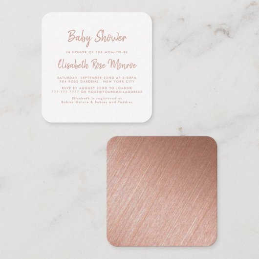 Moderne Roos Gold Foil & Script Baby shower Ticket (Voorkant / Achterkant)