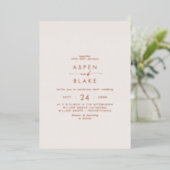 Moderne Roos Gold Foil Script Blush Casual bruilof Folie Uitnodiging (Staand Voorkant)