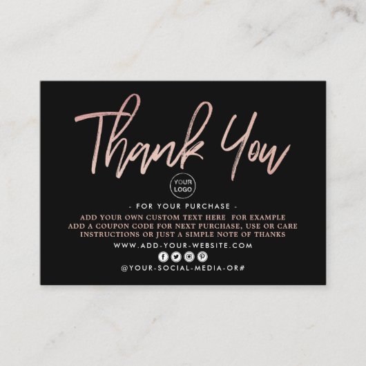 Moderne Roos Gold Foil Script Business Hartelijk d Informatiekaartje (Voorkant)