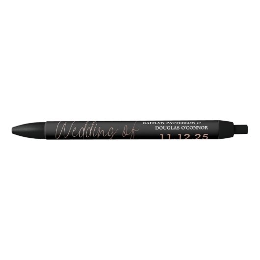 Moderne Roos Gold Foil Script Effect Weddenschap Zwarte Inkt Pen (Voorkant)