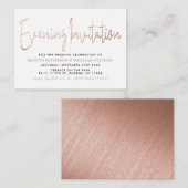 Moderne Roos Gold Foil Script Evening Event Ticket Informatiekaartje (Voorkant / Achterkant)