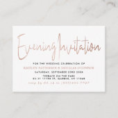 Moderne Roos Gold Foil Script Evening Event Ticket Informatiekaartje (Voorkant)
