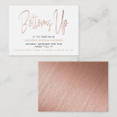 Moderne Roos Gold Foil Script Free Drink Ticket Informatiekaartje (Voorkant / Achterkant)