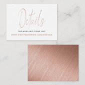 Moderne Roos Gold Foil Script - Gegevens Informatiekaartje (Voorkant / Achterkant)