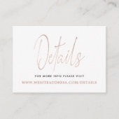 Moderne Roos Gold Foil Script - Gegevens Informatiekaartje (Voorkant)