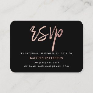 Moderne Roos Gold Foil Script RSVP Informatiekaartje
