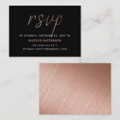 Moderne Roos Gold Foil Script RSVP Informatiekaartje (Voorkant / Achterkant)