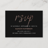 Moderne Roos Gold Foil Script RSVP Informatiekaartje (Voorkant)