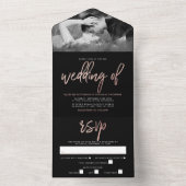 Moderne Roos Gold Foil Script Weddenschap All In One Uitnodiging (Binnen)