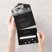 Moderne Roos Gold Foil Script Weddenschap All In One Uitnodiging (Afscheurbaar)