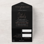 Moderne Roos Gold Foil Script Weddenschap All In One Uitnodiging (Buitenkant)