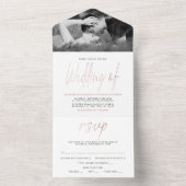 Moderne Roos Gold Foil Script Weddenschap All In One Uitnodiging (Binnen)