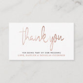 Moderne Roos Gold Foil Script Weddenschap Hartelij Informatiekaartje (Voorkant)