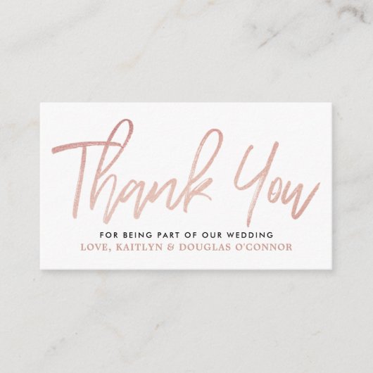 Moderne Roos Gold Foil Script Weddenschap Hartelij Informatiekaartje (Voorkant)