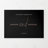 Moderne Roos Gold Foil Script Wedding Suite Drieluik Uitnodiging (Cover)