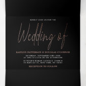 Moderne Roos Gold Foil Script Wedding Suite Drieluik Uitnodiging (Binnenkant midden)