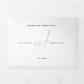 Moderne Roos Gold Foil Script Wedding Suite Drieluik Uitnodiging (Cover)