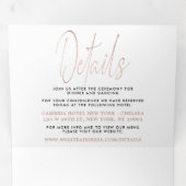 Moderne Roos Gold Foil Script Wedding Suite Drieluik Uitnodiging (Binnenzijde eerst)