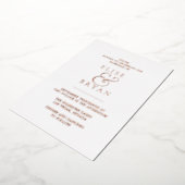 Moderne Roos Gold Foil White & Blush Wedding Folie Uitnodiging (Gedraaid)