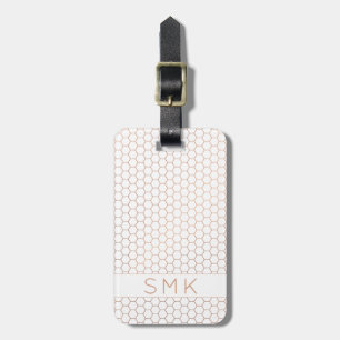Moderne Roos Gold Foil White Geometric Monogram Bagagelabel