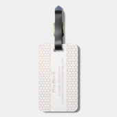 Moderne Roos Gold Foil White Geometric Monogram Bagagelabel (Achterkant verticaal)