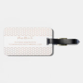 Moderne Roos Gold Foil White Geometric Monogram Bagagelabel (Achterkant horizontaal)