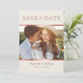 Moderne Roos Gold Foto QR Code Save the Date Kaart (Staand voorkant)