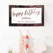 Moderne Roos Gold gemarmerd Black Happy Birthday Spandoek (Insitu)