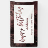 Moderne Roos Gold gemarmerd Black Happy Birthday Spandoek (Verticaal)