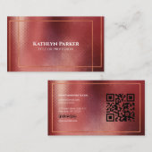 Moderne Roos Gold Geometric QR Code Professional Visitekaartje (Voorkant / Achterkant)