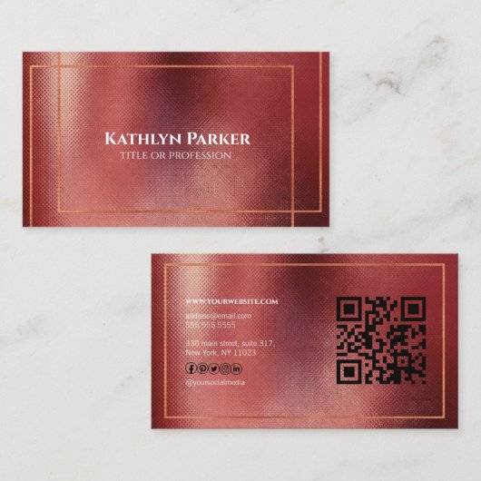Moderne Roos Gold Geometric QR Code Professional Visitekaartje (Voorkant / Achterkant)