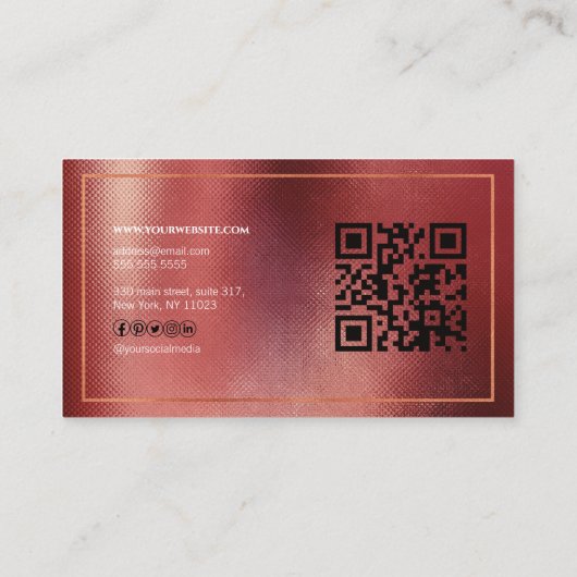 Moderne Roos Gold Geometric QR Code Professional Visitekaartje (Achterkant)