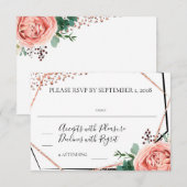 Moderne Roos Gold Geometric Wedding RSVP Kaart (Voorkant / Achterkant)