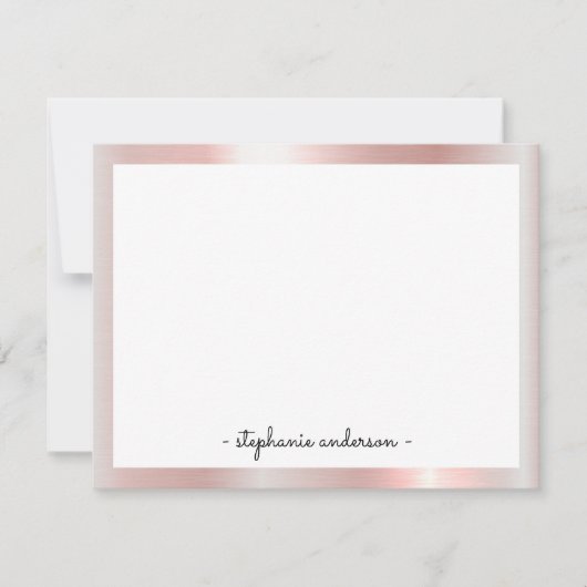 Moderne Roos Gold-gepersonaliseerde artikelen Notitiekaartje (Voorkant)