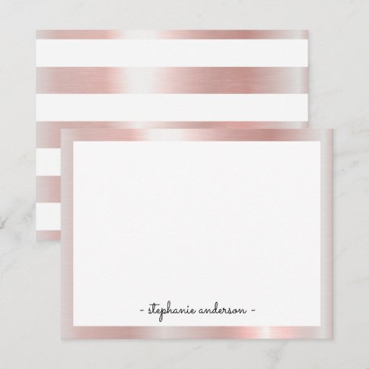 Moderne Roos Gold-gepersonaliseerde artikelen Notitiekaartje (Voorkant / Achterkant)