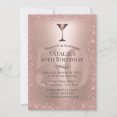 Moderne Roos Gold Glitter 50th Birthday Cocktail Kaart (Voorkant)