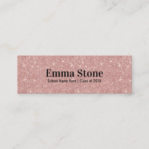 Moderne Roos Gold Glitter Afstuderen Name Insert Contactkaartje