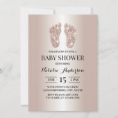 Moderne Roos Gold Glitter Baby Feet Baby shower Kaart (Voorkant)