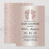 Moderne Roos Gold Glitter Baby Feet Baby shower Kaart (Voorkant / Achterkant)