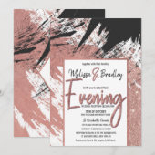 Moderne Roos Gold Glitter Black Borstel Evening Kaart (Voorkant / Achterkant)