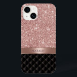 Moderne Roos Gold Glitter Black Luxury - Aangepast Case-Mate iPhone 14 Hoesje<br><div class="desc">Moderne Roos Gold Glitter Black Luxury Custom Name iPhone Case.</div>
