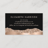 Moderne Roos Gold Glitter Black Visitekaartje (Achterkant)