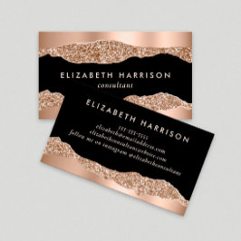 Moderne Roos Gold Glitter Black Visitekaartje