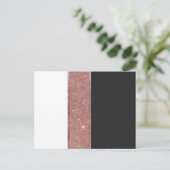 Moderne Roos Gold Glitter Black White Color Blocks Briefkaart (Staand voorkant)