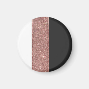 Moderne Roos Gold Glitter Black White Color Blocks Magneet